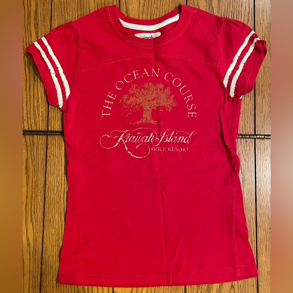 EUC GARB Kiawah Island Golf Resort short sleeve shirt,red,size 7-8 Youth